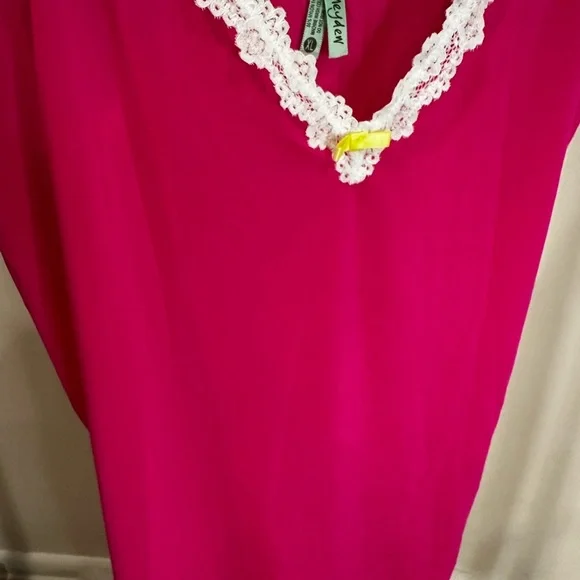 Honeydew Intimates Fuchsia Chemise with White Lace - Picture 3 of 7